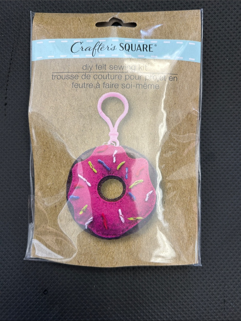 Pink Donut Felt Sewing Kit Keychain